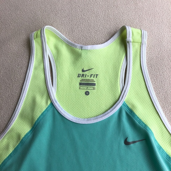 Nike Womens' Light Lime Green and Turquoise Dri-FIT Tank Top - Picture 10 of 15